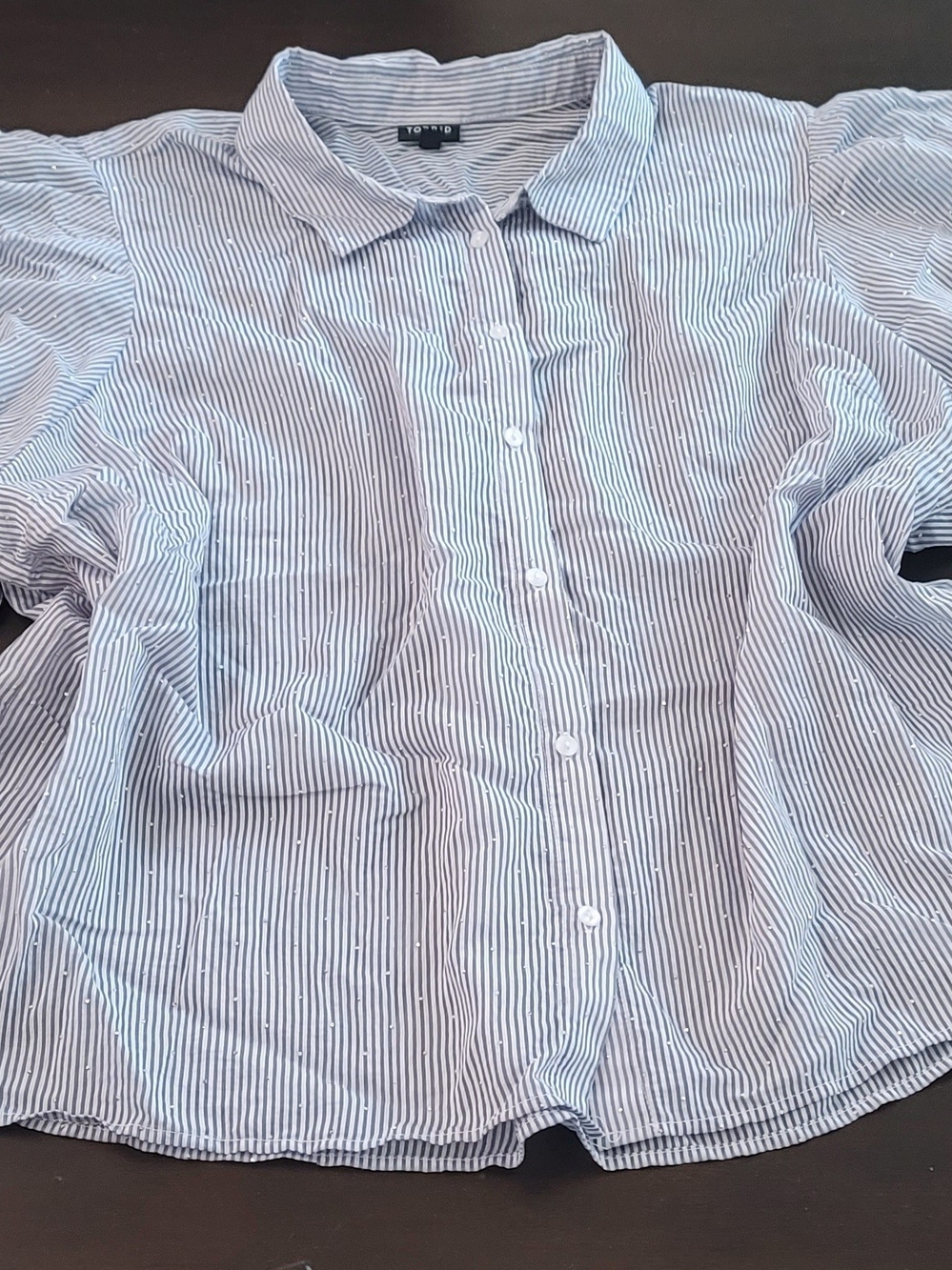 Torrid Blue and White Striped Button-Up Shirt